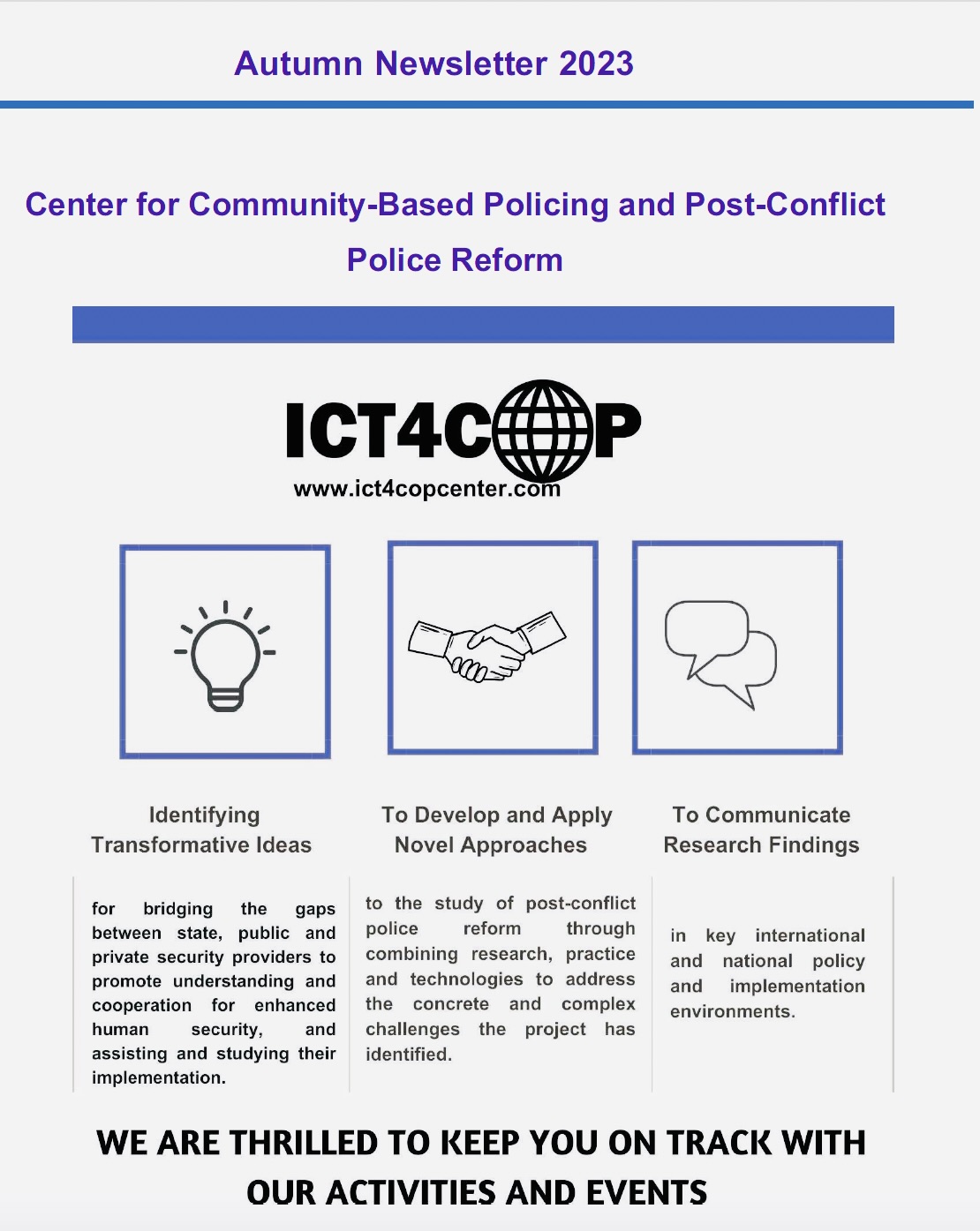 ICT4COP Autumn Newsletter 2023